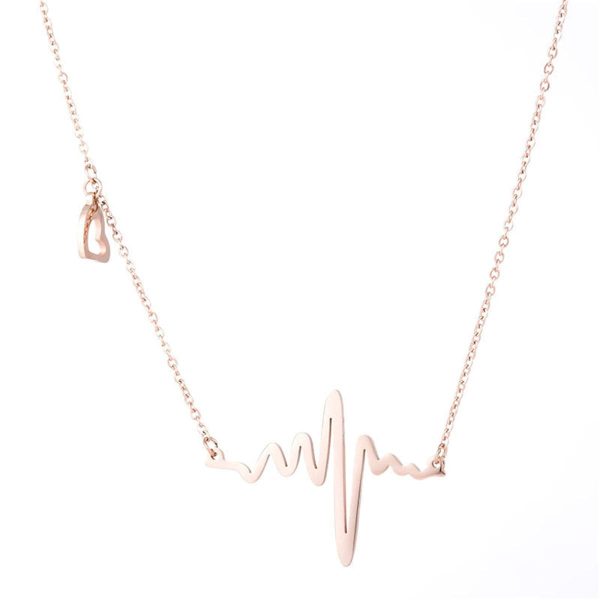 18K Rose Gold-Plated Heartbeat Pendant Necklace Online Hot Sale