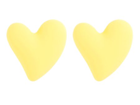 Yellow Acrylic & Silve-Plated Heart Stud Earrings Supply