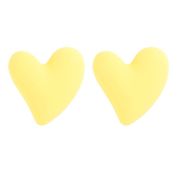 Yellow Acrylic & Silve-Plated Heart Stud Earrings Supply