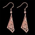 18K Rose Gold Plated Romantic Filigree Drop Earrings Online Hot Sale