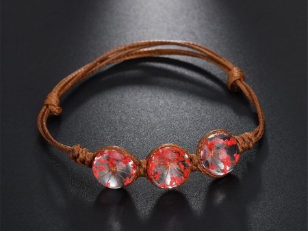 Red Triple Gypsophila Adjustable Bracelet on Sale