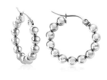 Silver-Plated Bead Hoop Earring Online now