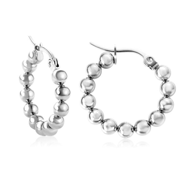 Silver-Plated Bead Hoop Earring Online now