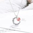 Strawberry Red Crystal & Cubic Zirconia Moon Pendant Necklace Sale