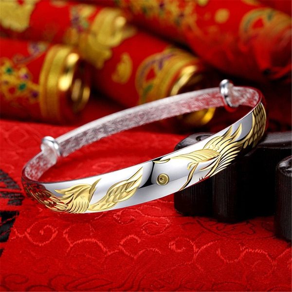 Two-Tone Phoenix Adjustable Bangle For Discount