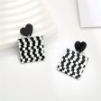 Black Acrylic & Silver-Plated Abstract Checkerboard Earrings Online Hot Sale