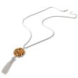 Tan Polyurethane & Silver-Plated Leopard Round Tassel Pendant Necklace Sale