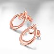 18K Rose Gold-Plated Interlocking Hoop Stud Earrings Hot on Sale