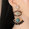 Black Crystal & Cubic Zirconia Evil Eye Drop Earrings Supply