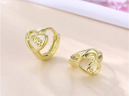 18K Gold-Plated Heart  Love  Huggie Earrings Fashion