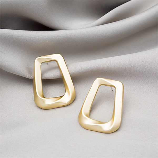 18K Gold-Plated Open Ladder Stud Earrings For Sale