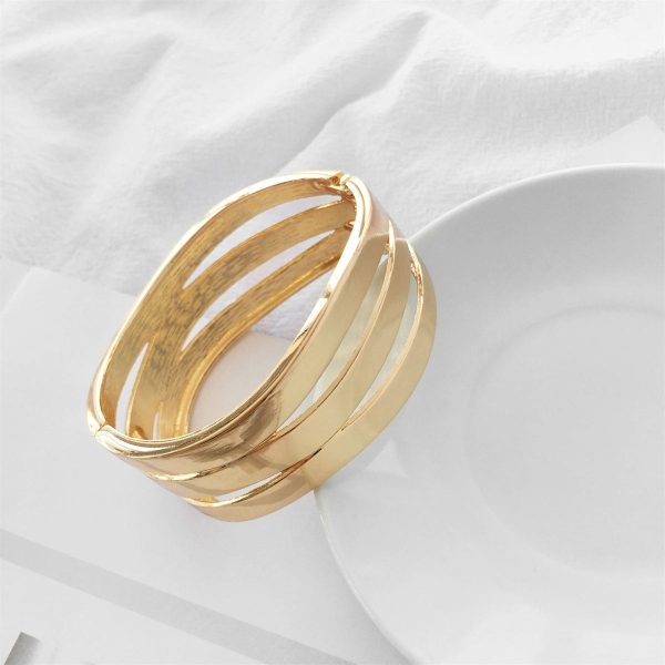 18K Gold-Plated Wave Layered Hinge Bracelet Hot on Sale