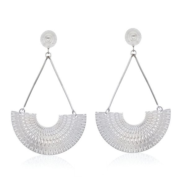 Silver-Plated Fan Drop Earrings For Sale