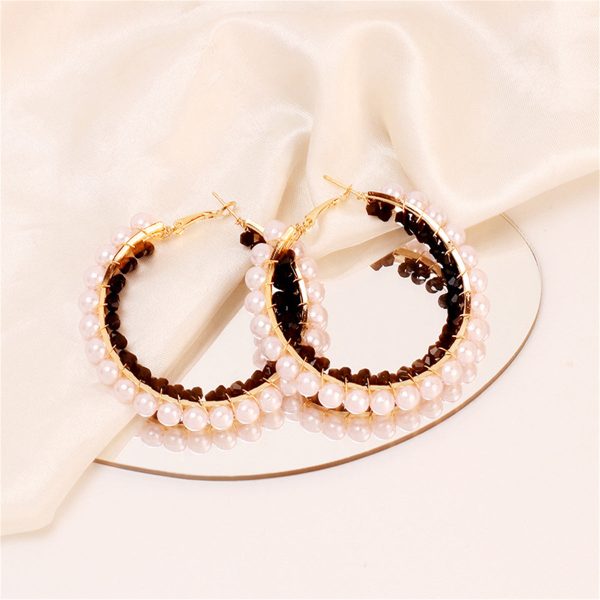 Black Acrylic & Pearl 18K Gold-Plated Hoop Earrings Online now