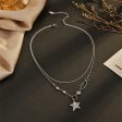 Turquoise & Silver-Plated Star Pendant Layered Necklace For Sale