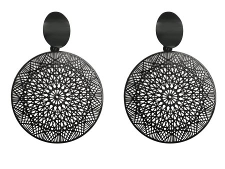 Black Celestial Plate Drop Earrings For Cheap