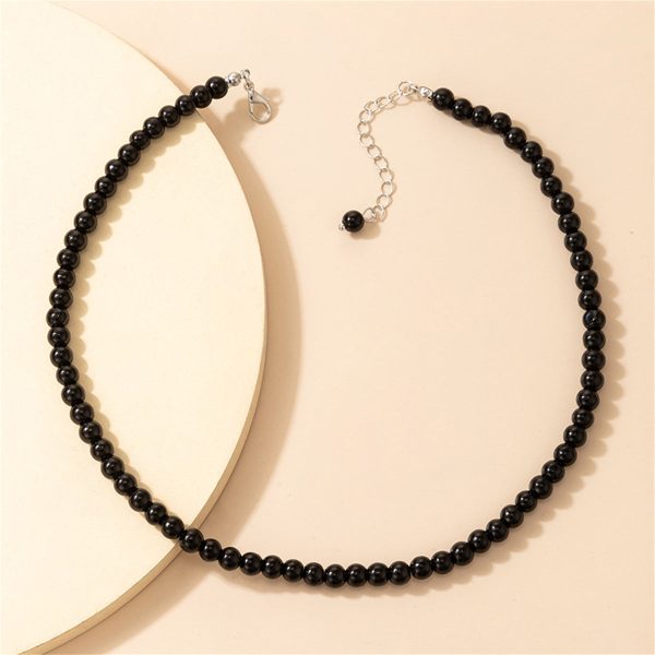 Black Quartz Beaded Choker Necklace Hot on Sale