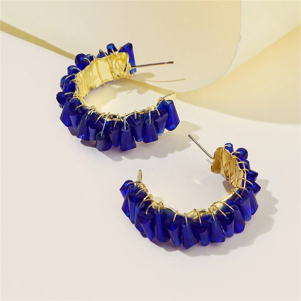 Blue Acrylic & 18K Gold-Plated C-Shape Stud Earrings Online Hot Sale