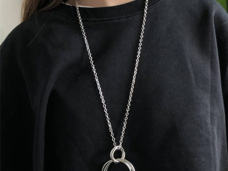 Silver-Plated Interlocked Circle Pendant Necklace on Sale