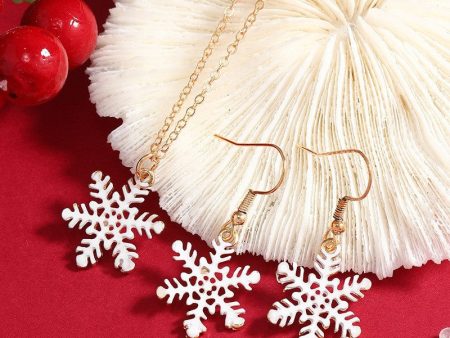 White & 18K Gold-Plated Snowflake Pendant Necklace & Drop Earrings Sale