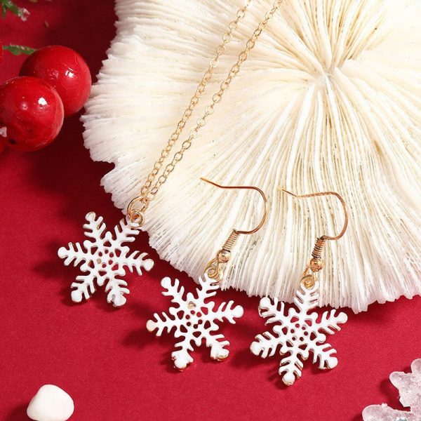 White & 18K Gold-Plated Snowflake Pendant Necklace & Drop Earrings Sale