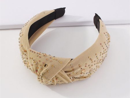 Khaki & Cubic Zirconia Crystal Knot Headband Hot on Sale