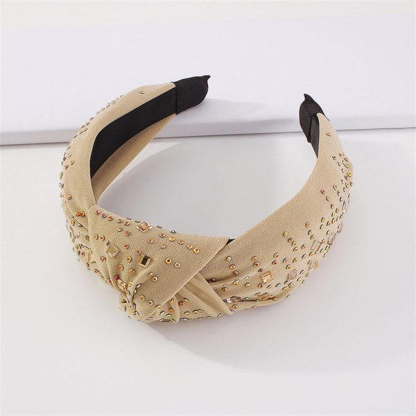 Khaki & Cubic Zirconia Crystal Knot Headband Hot on Sale