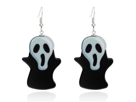 Black Acrylic & Silver-Plated Ghost Drop Earrings Sale