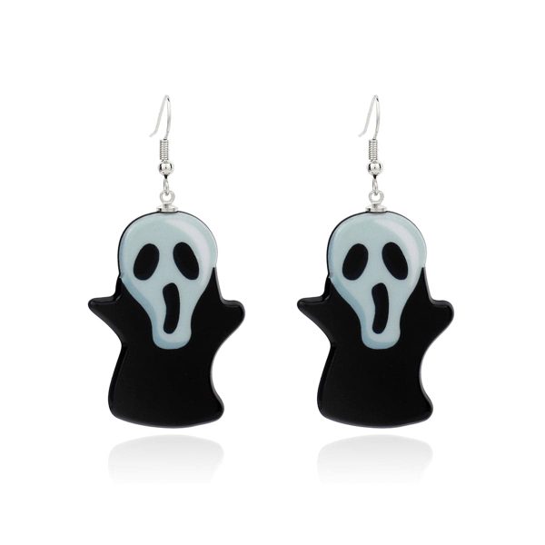 Black Acrylic & Silver-Plated Ghost Drop Earrings Sale