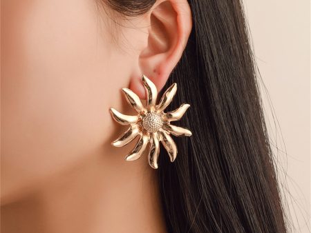 18K Gold-Plated Sunflower Stud Earrings Supply