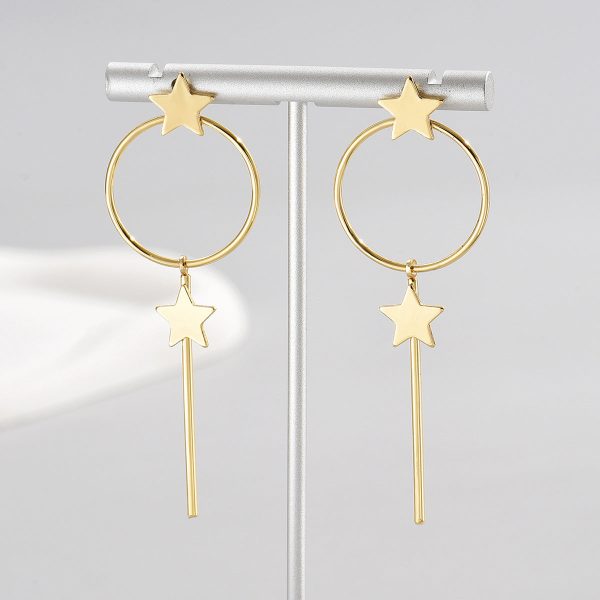 18K Gold-Plated Star Magic Wand Drop Earrings Discount