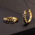 Black Crystal & 18K Gold-Plated Marquise-Cut Huggie Earrings Supply