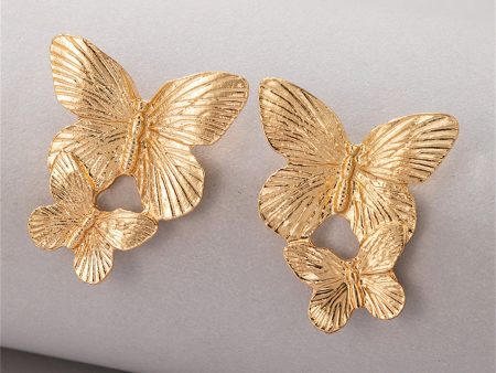 18K Gold-Plated Double-Butterfly Dangle Earrings Online Sale