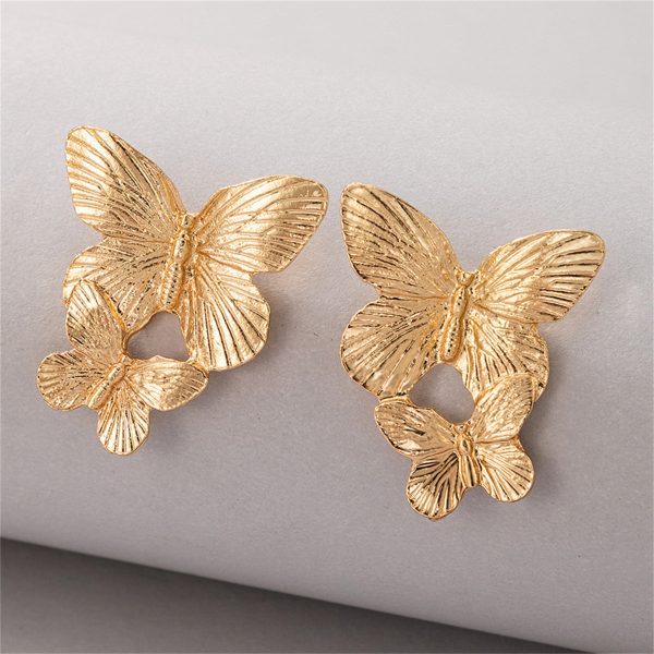 18K Gold-Plated Double-Butterfly Dangle Earrings Online Sale