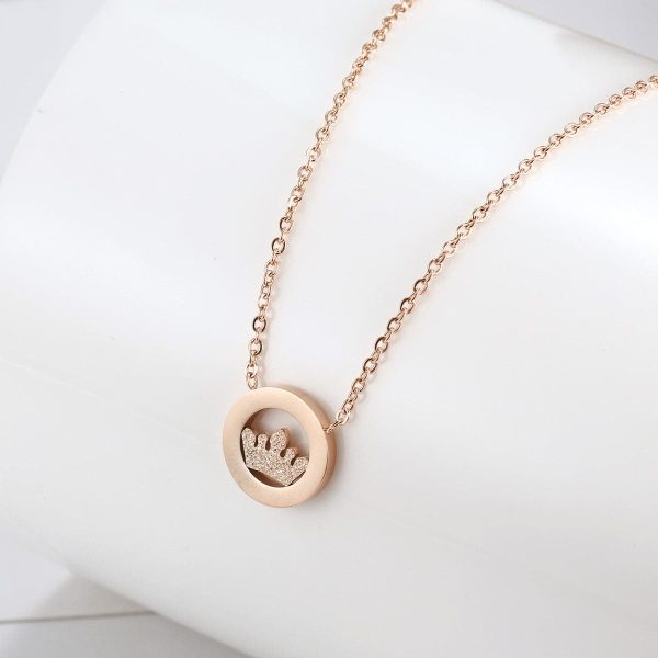 18K Rose Gold-Plated Crown Pendant Necklace Discount