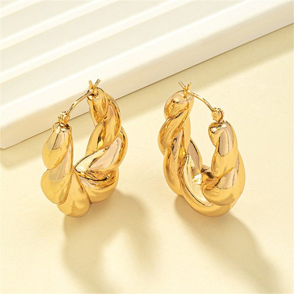 18K Gold-Plated Twisted Hoop Earrings For Cheap