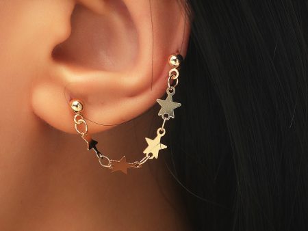 18K Gold-Plated Star Chain Ear Cuffs For Cheap