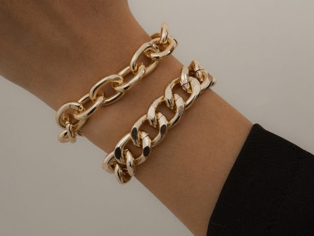 18K Gold-Plated Curb Chain Bracelet Set Sale