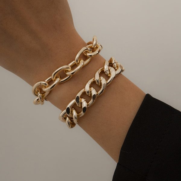 18K Gold-Plated Curb Chain Bracelet Set Sale