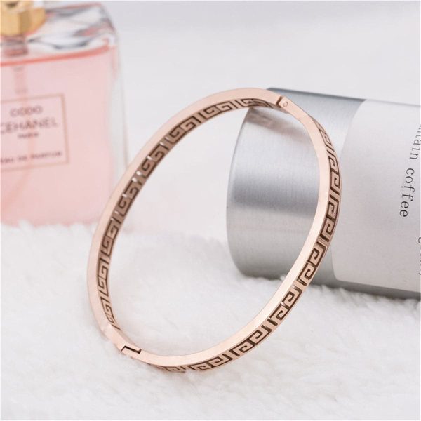 18K Rose Gold-Plated Great Wall Bangle For Sale