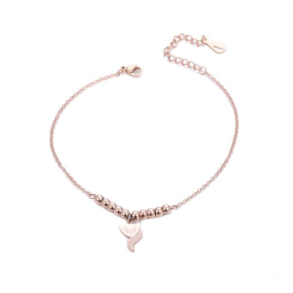 18K Rose Gold-Plated Frosted Fox Bead Anklet Fashion