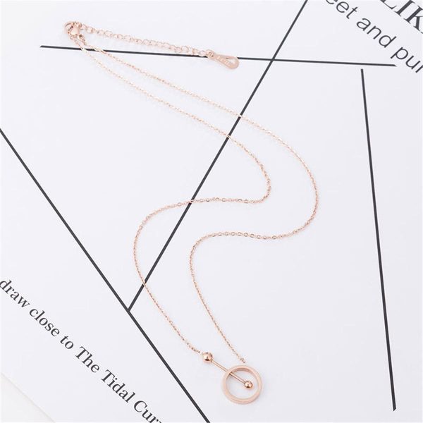 18K Rose Gold-Plated Hollow Circle & Bar Pendant Necklace For Discount