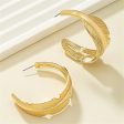 18K Gold-Plated Feather Hoop Earrings For Sale