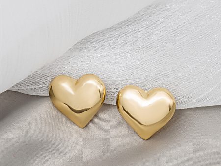 18K Gold-Plated Heart Stud Earrings Supply