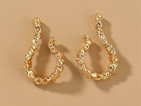 18K Gold-Plated Textured Free-Form Hoop Earrings Online Hot Sale