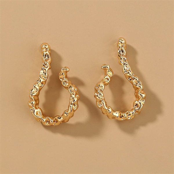 18K Gold-Plated Textured Free-Form Hoop Earrings Online Hot Sale