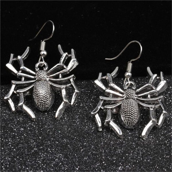 Silver-Plated Spider Drop Earrings Fashion