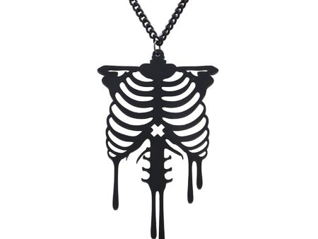 Black Ribcage Pendant Necklace Sale