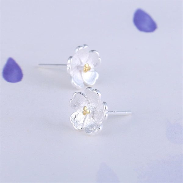 Two-Tone Sakura Floral Stud Earrings on Sale