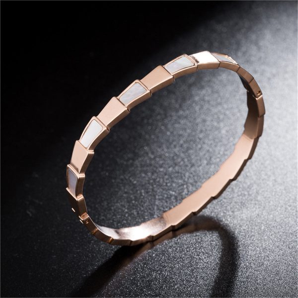 18K Rose Gold-Plated Ladder Bangle For Discount